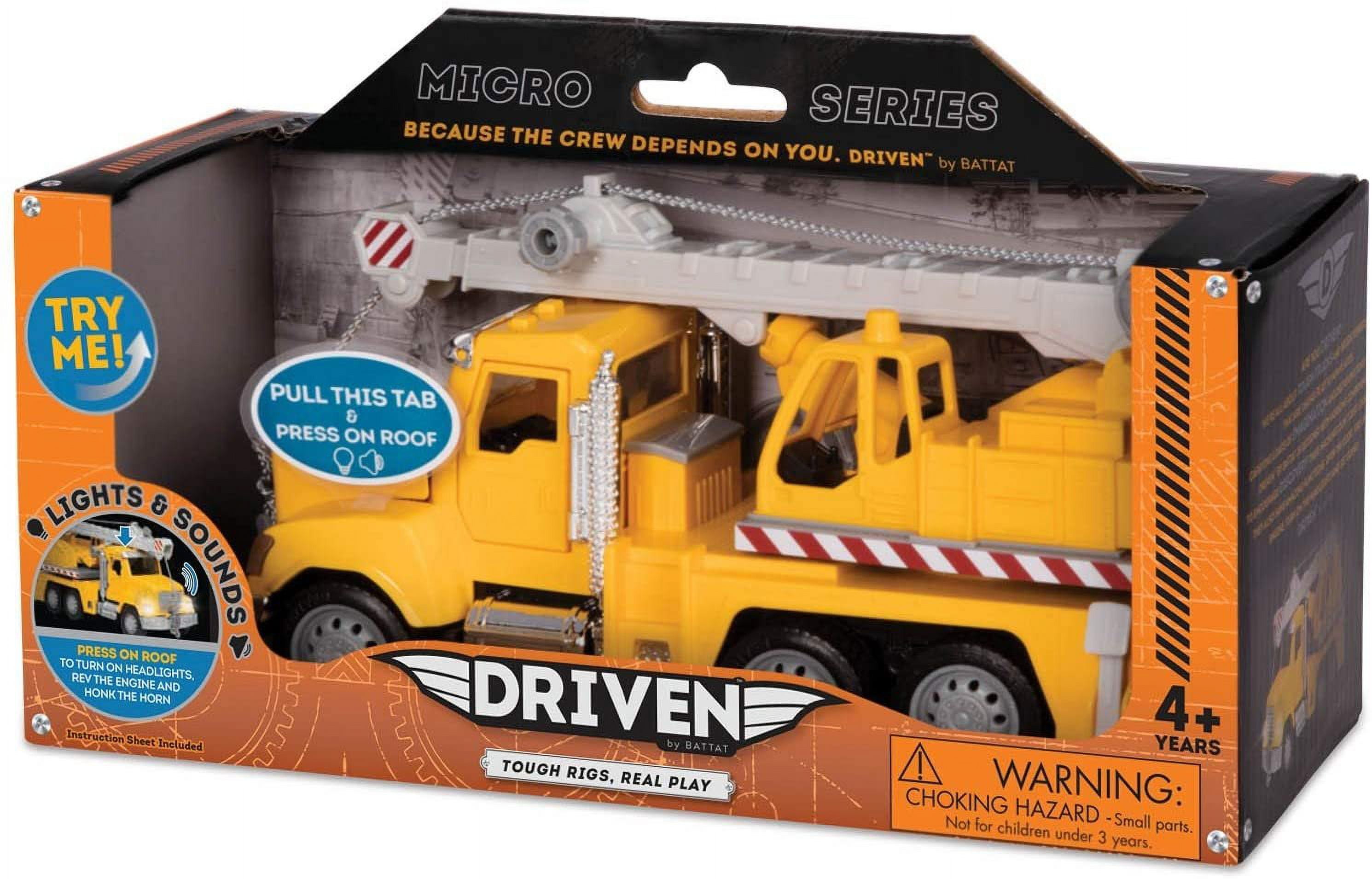 Driven by Battat] Micro Series Crane Truck with Realistic Lights