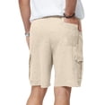thumbnail image 5 of Dwellite Mens Casual Sweat Cargo Shorts Drawstring Elastic Waist Athletic Workout Gym Jogger Short with Pockets Khaki L, 5 of 5