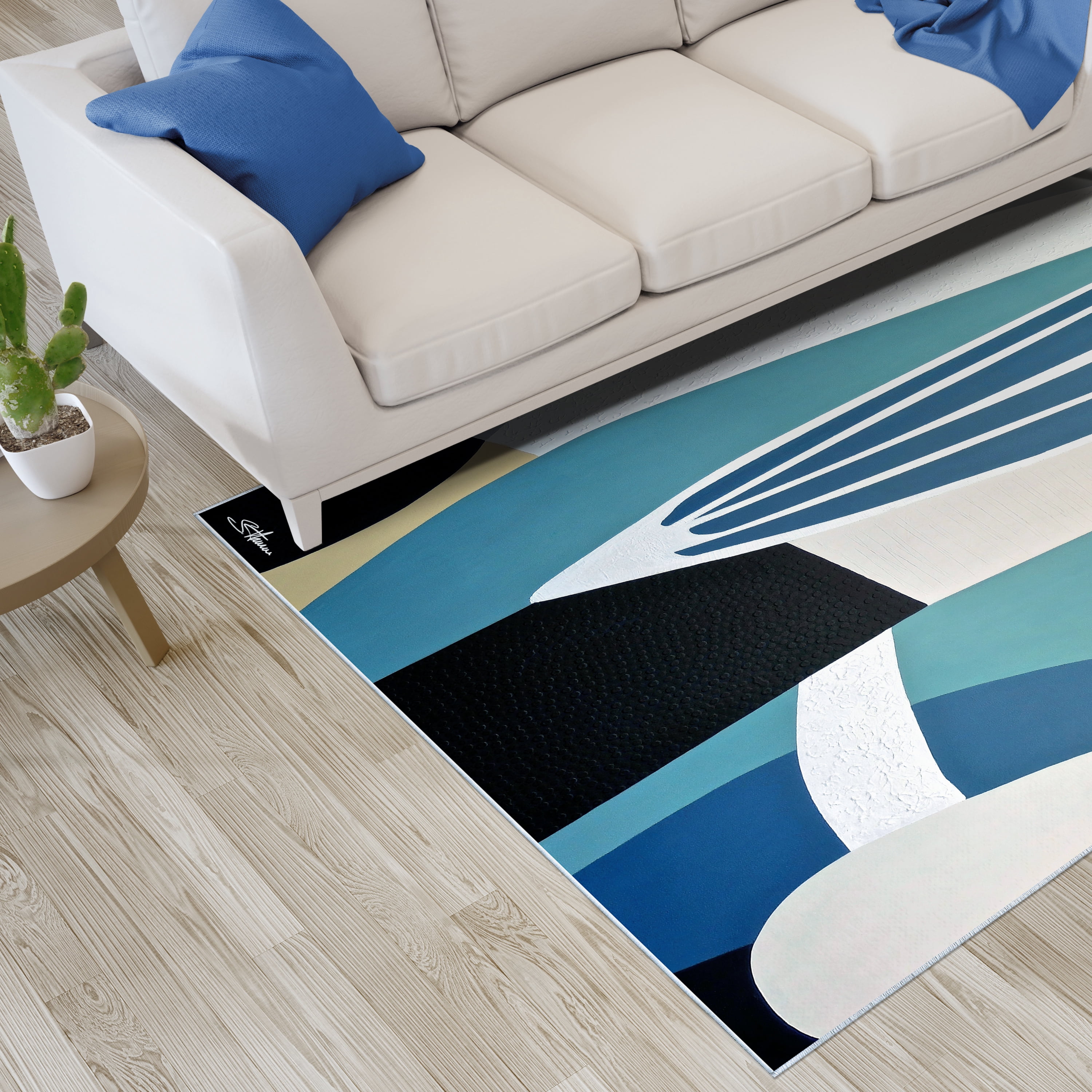 Soften The Edge Washable Geometric Art Area Rug size 5'x8', Power-loomed, Heavenly Softness with Non-Slipping Backing
