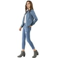 thumbnail image 5 of Allegra K Women's Lightweight Stand Collar Zip up Biker Moto Jacket, 5 of 7