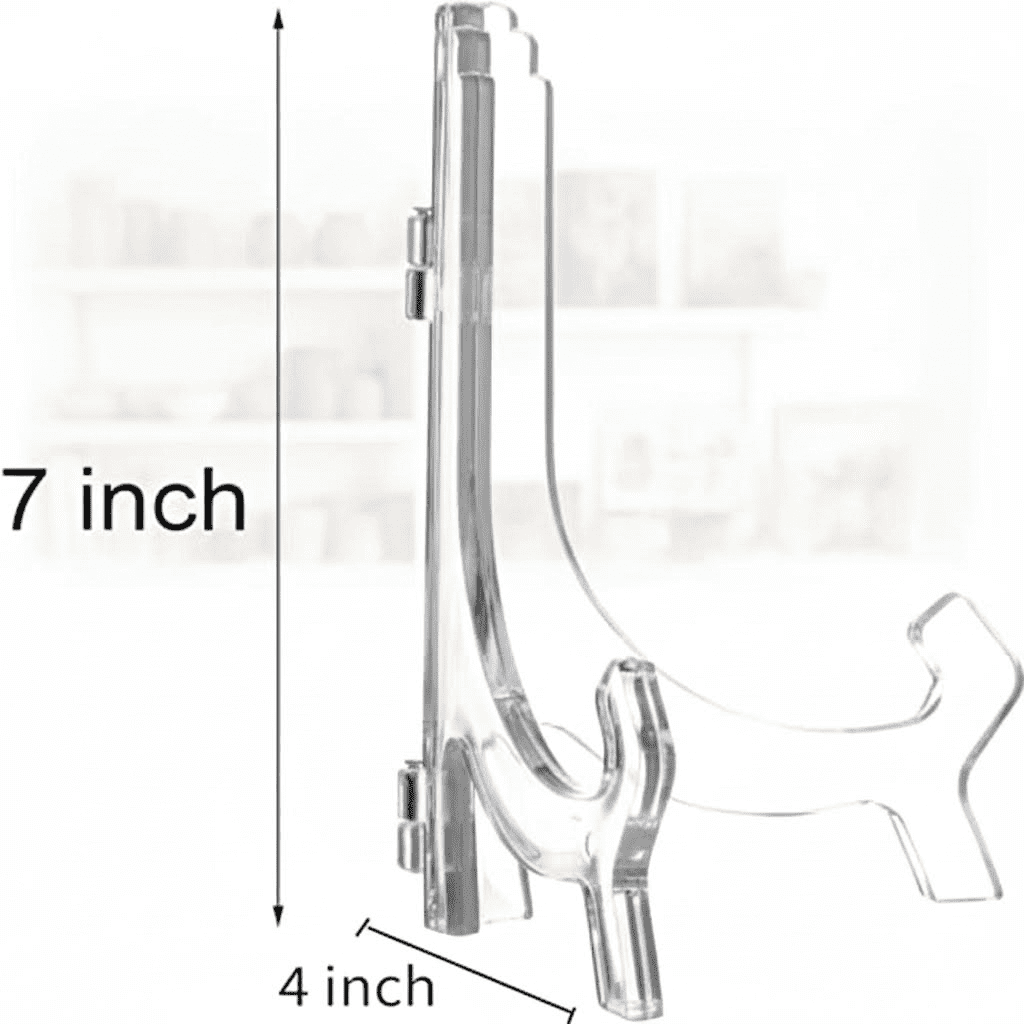 6 Pack Clear Acrylic Easel Stands, 7 Inch Display Stands for Plates, Photos, Picture Frames, Books, and Decorative Items