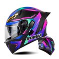 thumbnail image 5 of Casco de motocicleta para hombre aprobado por DOT, cascos abatibles con doble lente, casco de motocicleta retro vintage de cara completa, casco modular con doble lente, 5 of 5