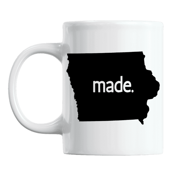 Iowa Made & IA USA State Map Outline, US Citizen Coffee & Tea Mug Cup (11oz)