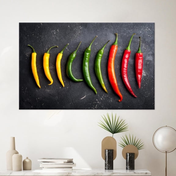 Velto Colorful Peppers Kitchen Canvas Gift, Pepper Canvas Art Wall Decoration Canvas, 8x10 0.75-Inch Pine Wood Frame
