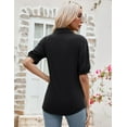 thumbnail image 7 of ZHENWEI Women's V Neck Short Sleeve Polo Shirts Button Down Collared Tops Loose Casual Tunic Blouses, 7 of 7