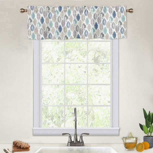 Goory Half Curtains Valance Kitchen Curtain Rod Pocket 1 2Pcs