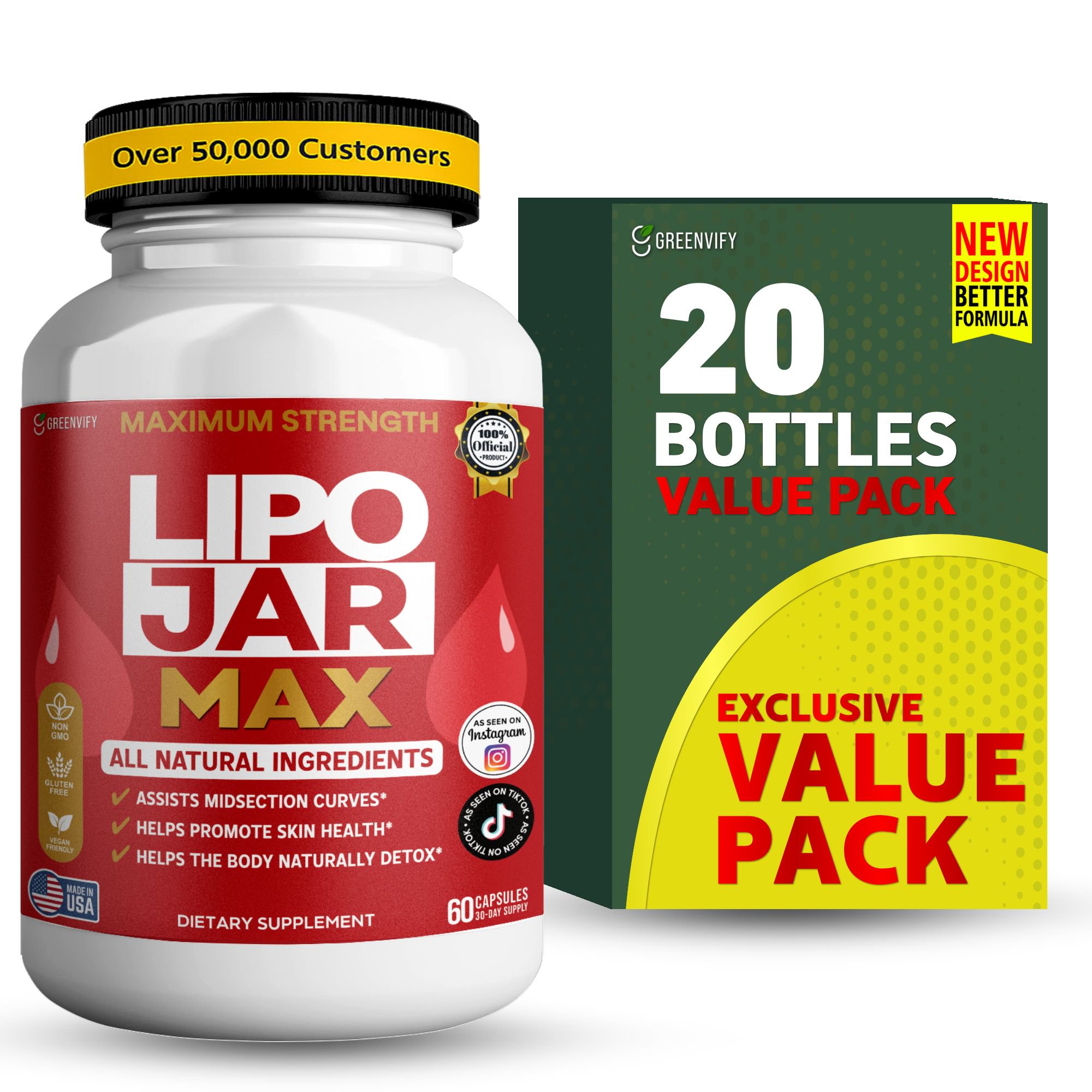 GreenVify Lipo Jar Max Metabolism Support Supplement – Supports Energy & Daily Wellness