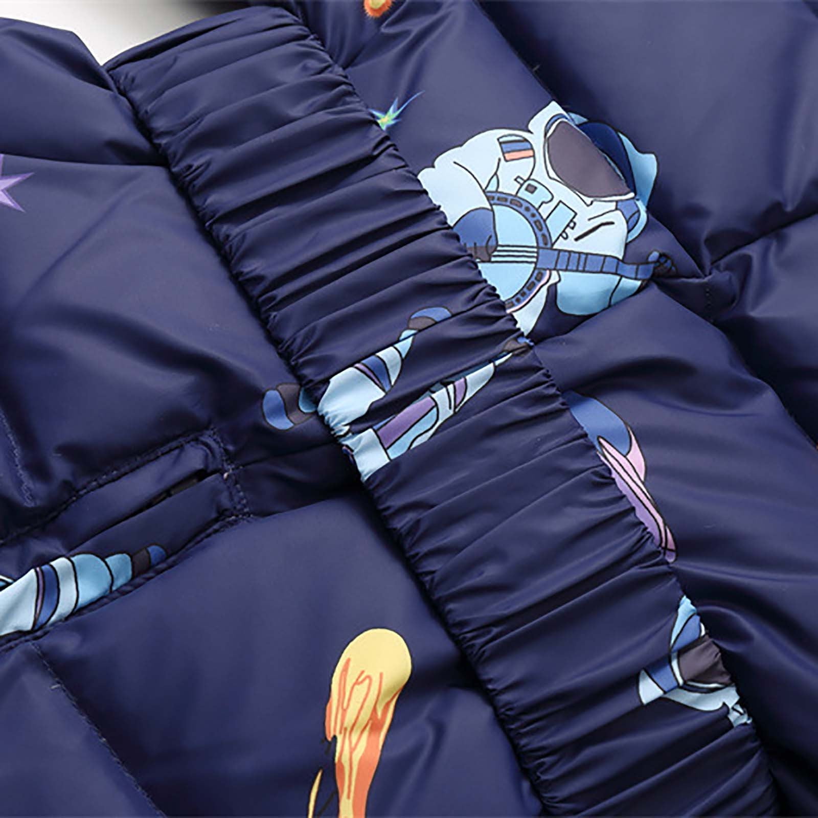 Toddler Winter Jumpsuit Boys Girls Cute Down Coat Puffer Hooded Snowsuit Romper Baby Warm Long Sleeve Onesies, Blue, 1 Years