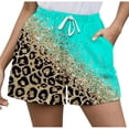 thumbnail image 2 of CALAFEBILA Cargo Shorts for Women Lepord Drawstring Casual Women Summer Shorts with Pockets, 2 of 4