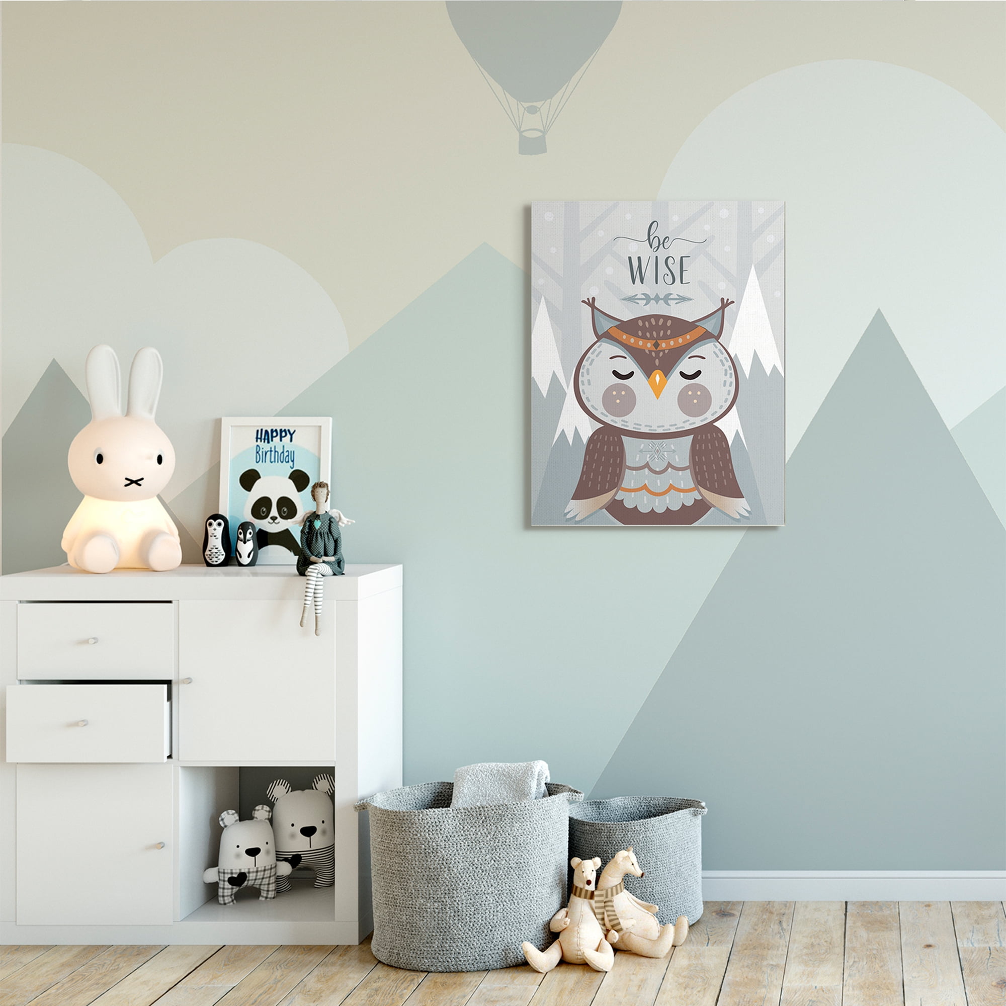 Stupell Industries Be Wise Quote Loveable Owl Snowy Mountains,30 x 40,Designed by AE Design