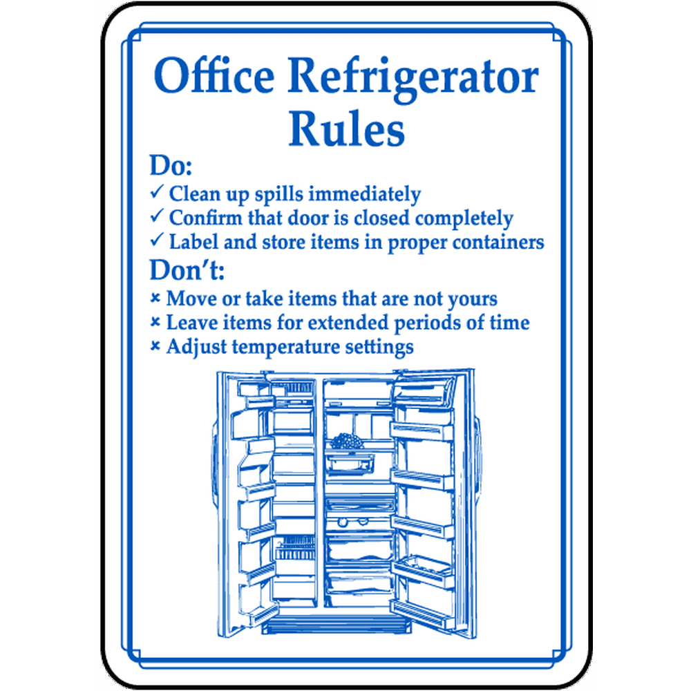Office Refrigerator Rules Safety Notice Signs For Work Place Safety