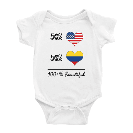 

50% Colombian + 50% American = 100+% Beautiful Colombia Cute Baby Clothing Bodysuits For Boy Girl