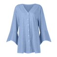 thumbnail image 4 of ZKIRBJV Cardigan for Women 3/4 Sleeve Women's Lightweight Cardigan Sweaters Open Front Shrug Cardigan Light Solid Color Dressy Casual Cute Cotton Cardigans Light Blue S, 4 of 6