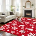 thumbnail image 2 of 8x10 Area Rugs for Living Room, Red White Christmas Non Slip Area Rugs for Kitchen Bedroom Entryway, Xmas Tree Snowflake Winter Abstract Washable Carpet Runner Rug Floor Mats for Bedroom Home Decor, 2 of 9