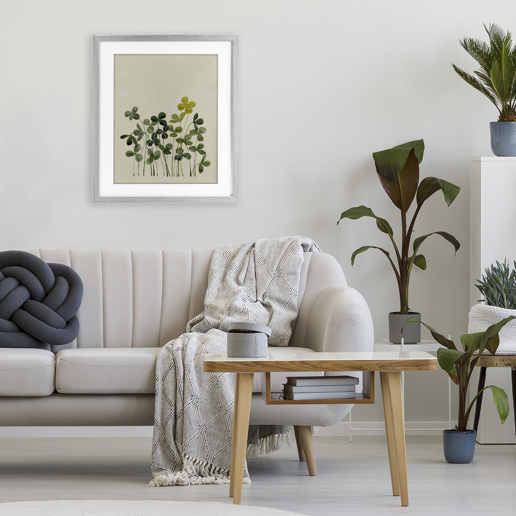 Hidden Gems Botanicals Gray Framed Print Under Glass, design by Grace Popp