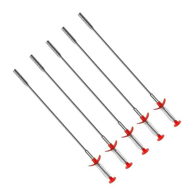 Serpiente de drenaje, varillas limpiadoras de drenaje, herramientas de limpieza para quitar obstrucciones, herramientas de dragado de tuberías de resorte de 24,4 pulgadas, limpiador de cabello doméstico para fregadero de cocina, bañera de baño, inodoro brillar Electrónica
