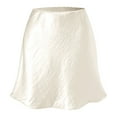 thumbnail image 3 of Women'S Elegant High Waist Ruffle Mini Skirt Silky Satin Fishtail A-Line Skirts Beige S, 3 of 9
