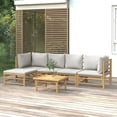 thumbnail image 1 of vidaXL 6 Piece Garden Lounge Set with Light Grey Cushions Bamboo, 1 of 5