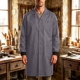 thumbnail image 2 of Kosheko Men's Long-Sleeve Work Dust Coat Notched Lapel Multi Patch Pockets Snap Front Closure for Daily Workshop Tasks Gray S, 2 of 9