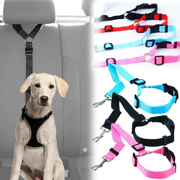 Walbest Dog Car Seat Belt, Headrest Restraint Seat Straps, Dog Tether for Vehicle Adjustable Pet Safety Leads Backseat Leash for Dog Harness Collar Travel Daily Use, Dog Cat Seatbelt