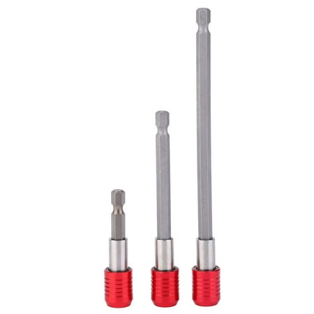 

Screw Bit Holder Hex Shank Screw Bit Holder 3Pcs Screw Bit Holder Red Stainless Steel 1/4in Hex Shank 60/100/150mm Length For Electric Screwdriver