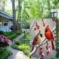 thumbnail image 4 of Shangniulu Winter Cardinal Bird Garden Flags Christmas for Outside 12x18 Inch Double Sided Red Birds on Tree Branch Flag Welcome New Year Yard Flag Farmhouse Outdoor Decor White, 4 of 6