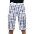 thumbnail image 5 of X RAY JEANS Mens Belted 18" Inseam Below Knee Long Cargo Shorts, Plaid White, 42, 5 of 6