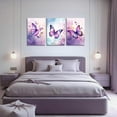 thumbnail image 2 of Hieng 3 Pieces Butterfly Wall Art Purple Butterfly Pictures Rustic Floral Canvas Prints Abstract Nature Insect Paintings for Girls Room Home Decor Unframed, 2 of 6