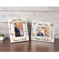 thumbnail image 2 of Darling Souvenir Made With Love Engraved Table Top Photo Frame Wooden Love You Moon & Back Quotes White Picture Frame Gift For Brothers Day, 5x7 Inches Vertical Photo Size, 2 of 6