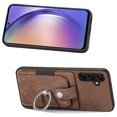 thumbnail image 3 of Compatible with Samsung Galaxy A56 5G, Classic Card Slots 360 Rotating Finger Ring Kickstand PU Leather + TPU Frame Magnetic Closure Back Case Cover for Samsung Galaxy A56 5G, Brown, 3 of 11