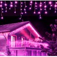thumbnail image 2 of Luces navideñas de color rosa con forma de carámbano, guirnalda de luces LED de 5 m x 0,5/0,6/0,7 m, enchufe europeo, cortina para ventanas de 3 m x 3 m, mando a distancia para Año Nuevo, 2 of 5