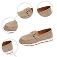 thumbnail image 5 of Rokment Womens Memory Foam Slip on Penny Loafers Classic Trendy Casual Leather Walking Shoes Spring Fall Comfortable Non Slip Work Dressy Oxfords Khaki Size 9.5, 5 of 8
