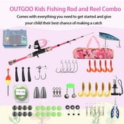 OUTGOO Kids Fishing Pole with Spincast Reel Telescopic Fishing Rod Combo Full Kits for Boys, Girls, and Adults