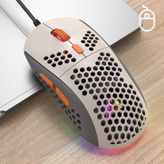 Ratón para juegos con cable M8 Cómodo mouse retroiluminado para oficina en casa (gris)