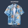 thumbnail image 4 of XUNKUSGA Shirt for Men Fashion Summer Tropical Floral Mens Beach Shirts Casual Collar Short Sleeve Button Down Hawaiian Shirt Breathable Lightweight Mens Shirts,XL, 4 of 5