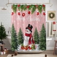thumbnail image 7 of Shower Curtain 66"W x 72"L Snowman Christmas Trees Pink Texture Fabric Shower Curtains Set with Hooks Water Repellent Bathroom Curtains Machine Washable Bathroom Accessories, 7 of 7