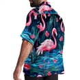 thumbnail image 3 of Flamingo Tropical Rainforest Men's Short Sleeve Poplin Shirt, Casual Printed Button Down, Summer Beach Hawaiian Shirts, Unisex, 3 of 6