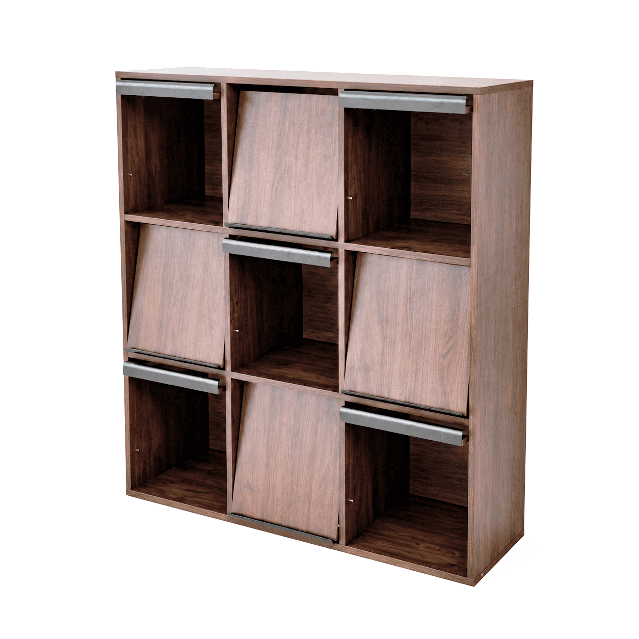3×3 Cubby Cube Storage Bookcase with Flip Doors, Nine Compartment Cube Organizer Cabinet, Freestanding Display Bookshelf for Living Room Bedroom Office