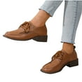 thumbnail image 4 of Viluyesy Womens Oxford Shoes, Lace-Up Comfortable Chunky Heels Casual Dressy Business Leather Loafers Brown US7, 4 of 9