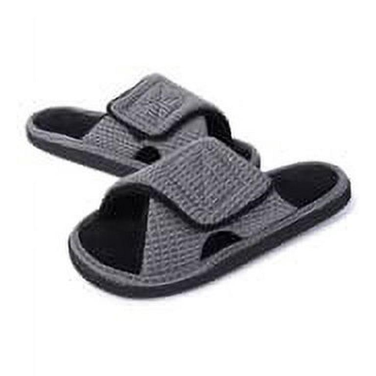 Cozy Men's Memory Foam Slippers, Adjustable Open Toe, Indoor