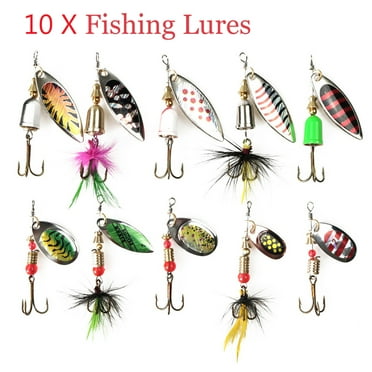 DODOING 10pcs Fishing Lures Spinnerbait for Bass Trout Salmon Walleye Hard Metal Spinner Baits Kit with 2 Tackle Box