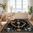 thumbnail image 3 of Design&I 5'x7' Ultra Soft Area Rug, Gothic Skull Insect Motif Vintage Baroque Scroll Bathroom Frame None Fluffy Washable Non Shedding for Bedroom Living Room Home Office, 3 of 7
