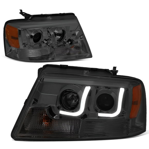 DNA Motoring For 2004-2008 Ford F150 Dual LED DRL Projector Headlight Lamp Pair Smoked Amber