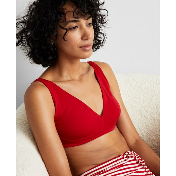 State of Day Women's Cotton Blend Bralette, Size Large - Tango Red