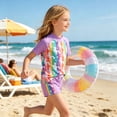 thumbnail image 6 of Lanbubble Girls Rash Guard Swimsuit Set Short Sleeve UPF 50+ 2 Pieces Bathing Suit 5-6 Years, 6 of 8