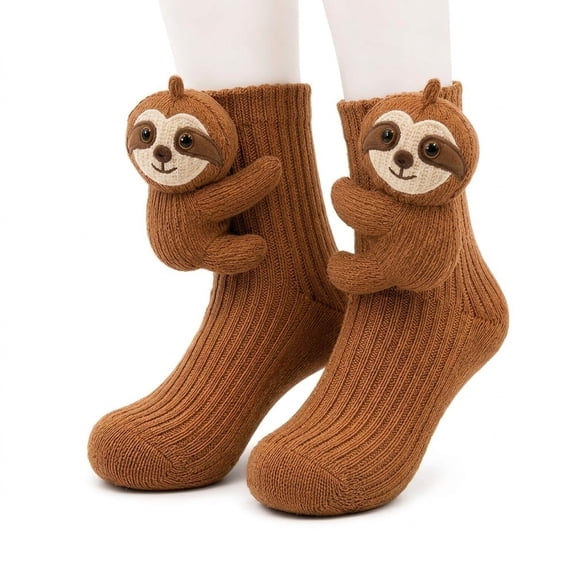 3D Knit Animal Socks, Cute Fuzzy Novelty Slipper Socks with Non-Slip Grips for Women, Christmas Gifts