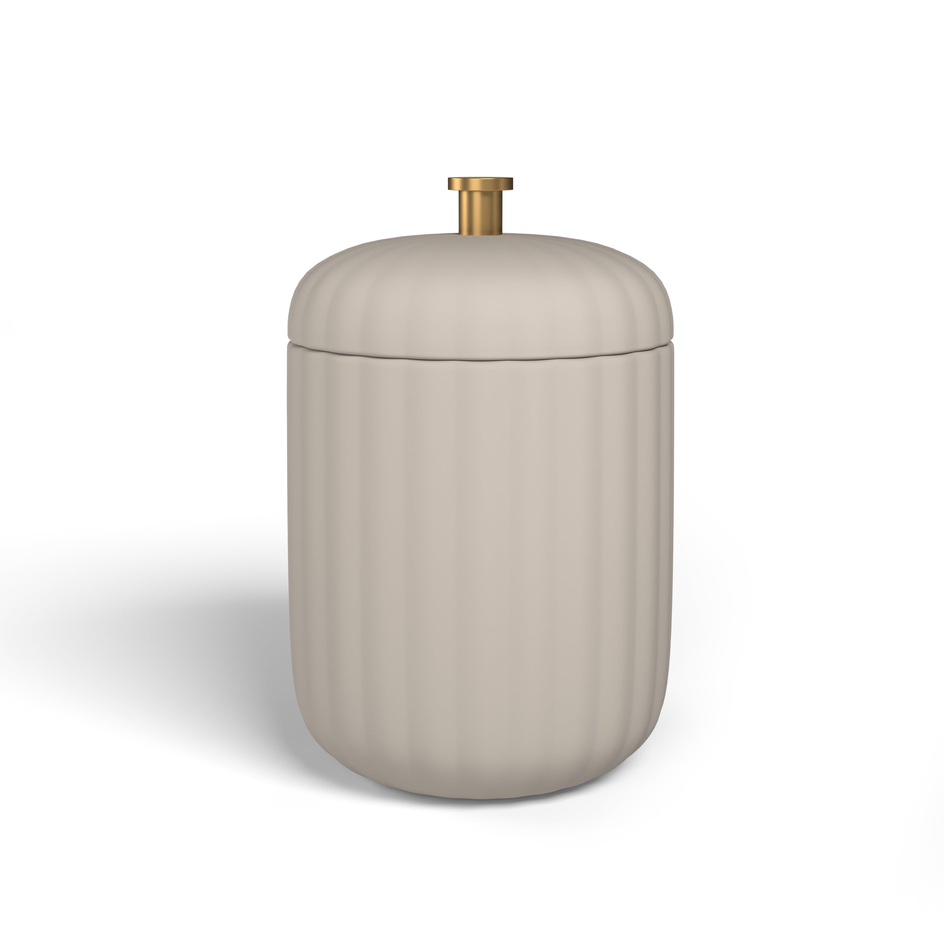 Beautiful Fluted Stoneware 2-Piece Vanity Jar Set by Drew Barrymore, Porcini Taupe
