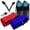 Red and Navy Blue, variant on 2-Pack Waffle Microfiber Golf Towel and Brush Tool Sets, Bagged Tri-Fold Golf Cleaning Towel with Groove Cleaner, Retractable Zip-Line and Carabiner Clip (Red and Blue)