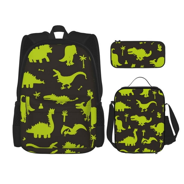 Fotbe Cute Cartoon Dinosaurs Set Escolar 3 en 1 para Niños - Mochila Duradera con Lonchera Aislante y Estuche para Lápices - Mochila Escolar para Niños y Niñas