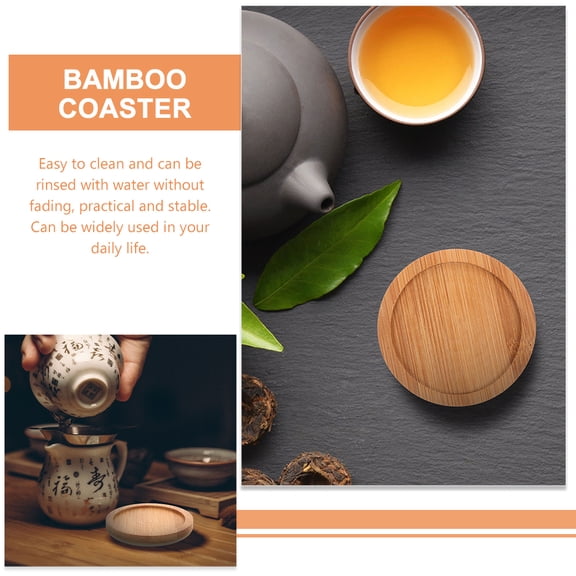 Homoyoyo Bamboo Coasters Brown Easy-Clean Protective Tabletop Drink Mats 4Pcs
